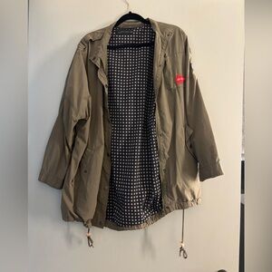 Zara Olive Military Jacket with Red Patch